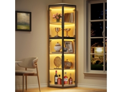 Vitrina Estrecha De 170 Cm Con 5 Estantes, Iluminación Led Y Acabado Acrílico.
