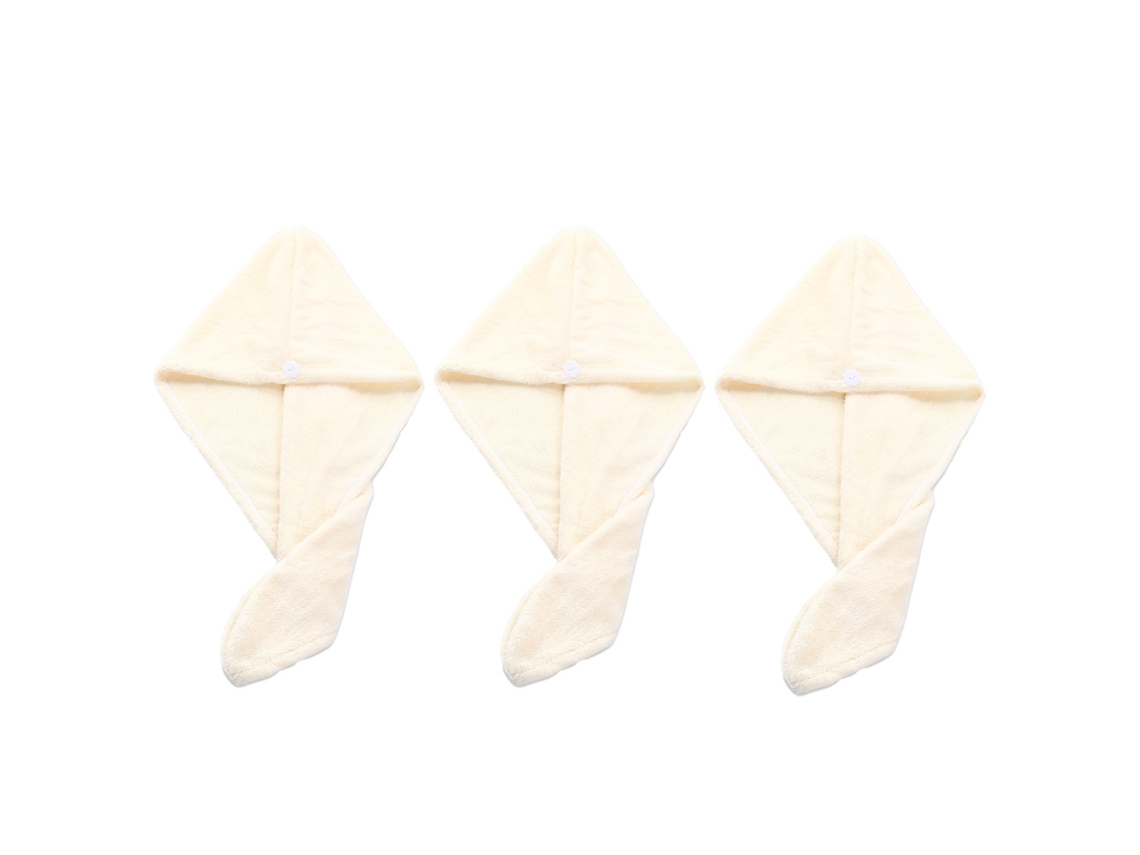 Conjunto de Toallas de Baño KOFIHETY Paquete Turbante Secado Lana Beige - 3pcs (Talla Única)
