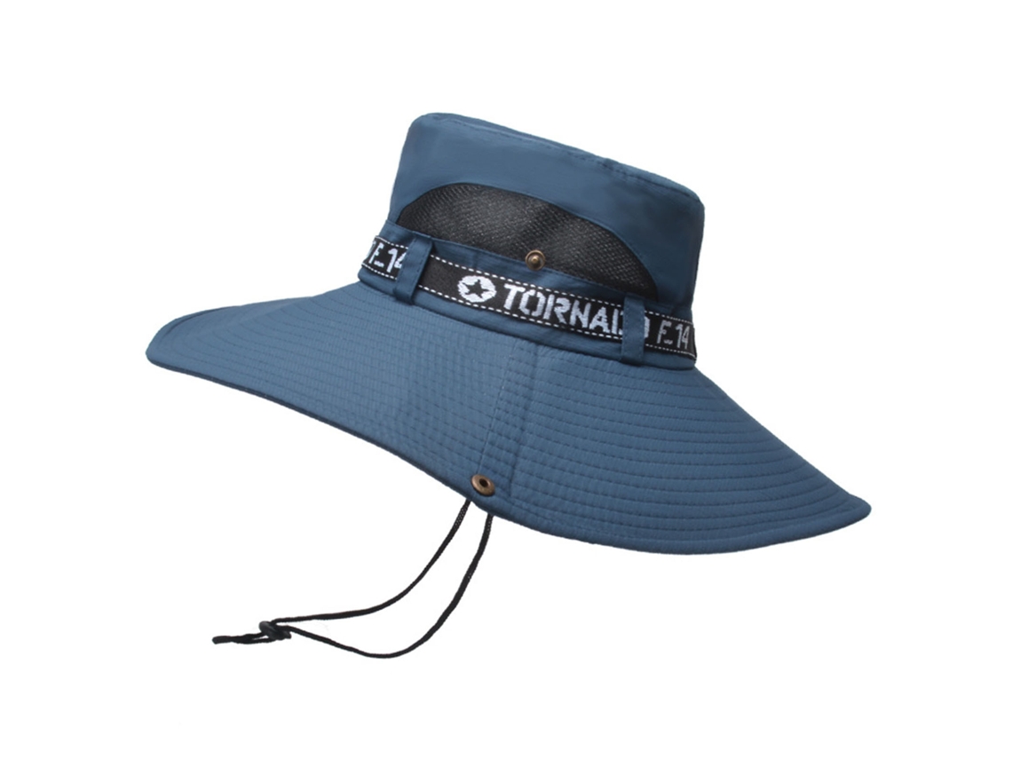 Sombrero De Pesca Transpirable De Algodón Y Poliéster Con Ala Ancha Para Hombre, Verano, Montañismo, Azul Marino.