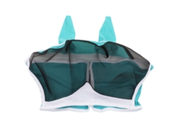 Máscara Antiinsectos Para Caballos Con Orejeras Desmontables, Protección Uv De Malla, Elástica, Azul Verdoso S