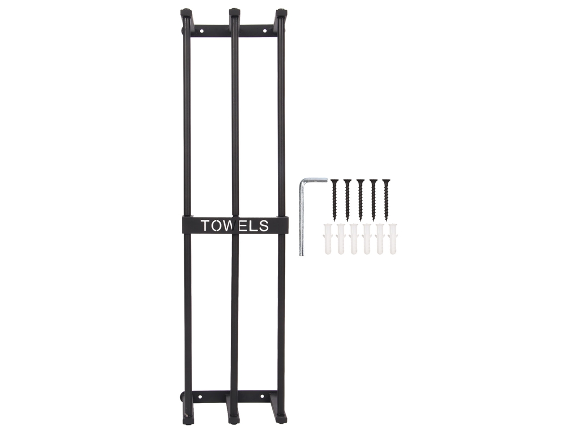 Toallero de pared Worten de 3 barras de aluminio negro