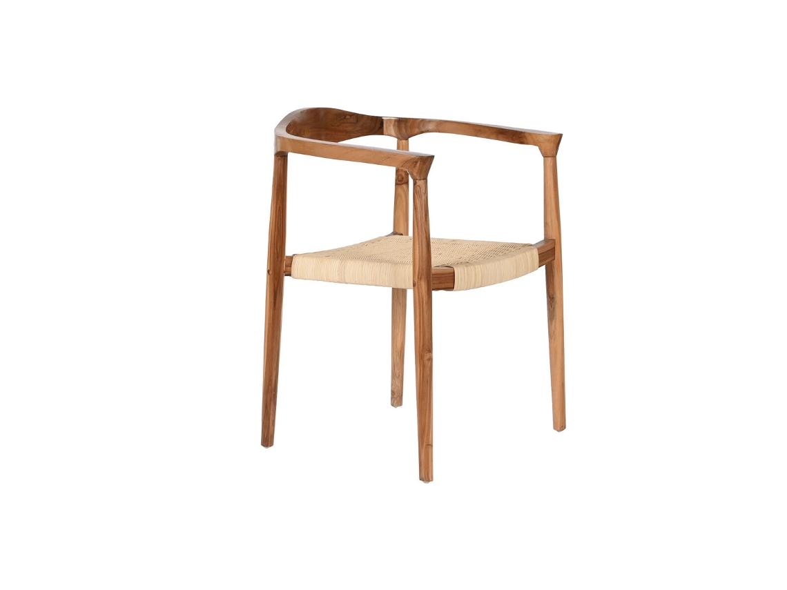 Cadeira de Sala de Jantar DKD HOME DECOR Branco Castanho Natural 59x55x78 cm