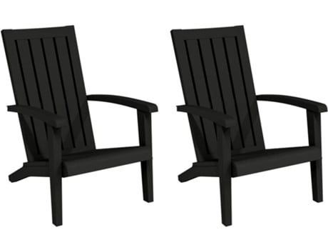 Conjunto 2 Sillas de jardín Adirondack VIDAXL polipropileno negro