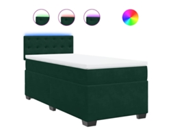 Maison Exclusive - Cama Box Spring Con Colchón Terciopelo Verde Oscuro 80x200 Cm