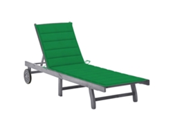 Tumbona Lounger de Jardín con Cojín Madera de Acacia Maciza Gris