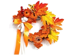 Corona Artificial De Otoño De 35 Cm Con Hojas De Arce Y Calabaza Para Puerta O Pared, Ideal Para Halloween Y Acción De Gracias.