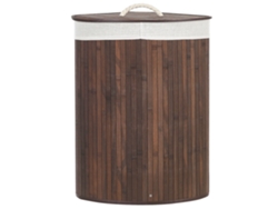 Cesto De Roupa Com Tampa Removível	 Beliani Matara De Bambu Castanho 60x35x60