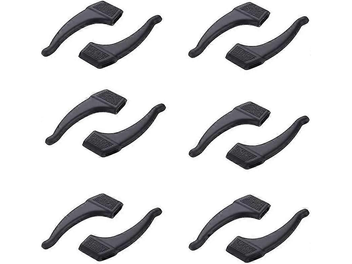 6 pares de ganchos de silicona antideslizantes y cómodos para gafas Rosewell Ya01 (negros)