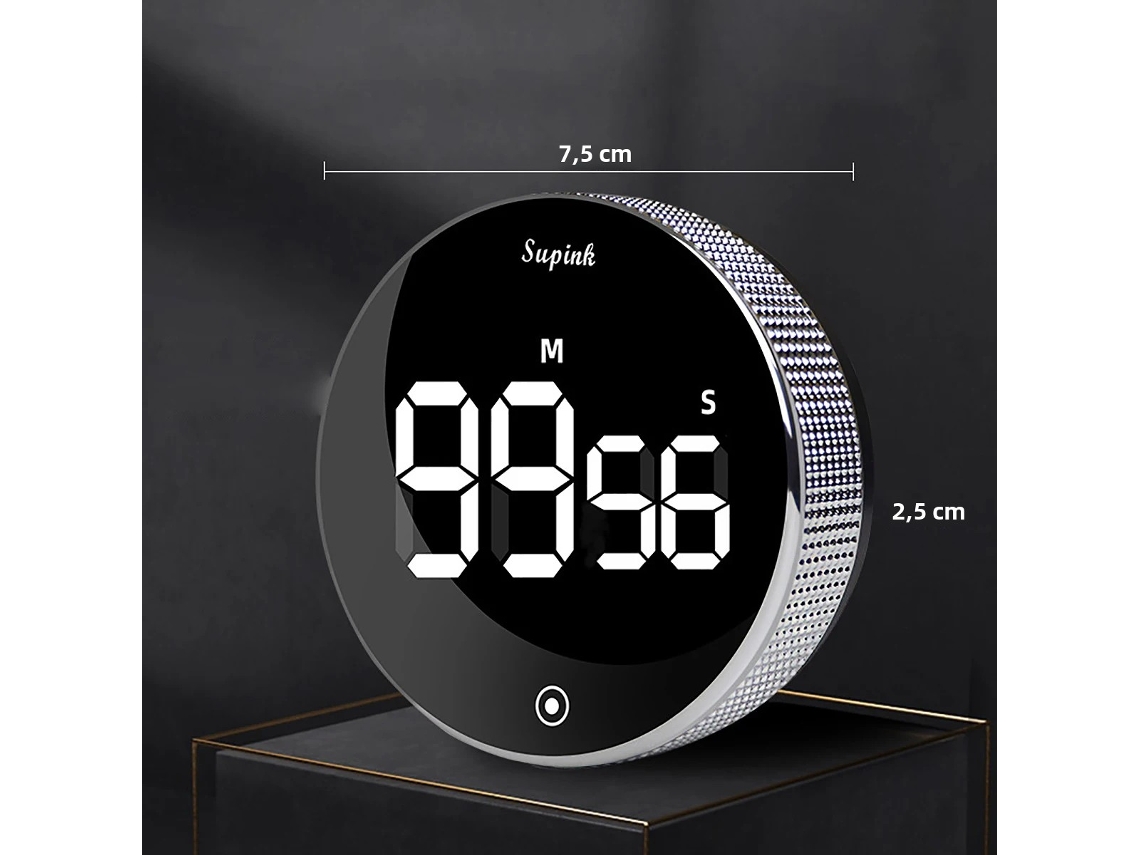 (plata) Temporizador De Cocina Digital, Temporizador Visual, Gran Pantalla Led
