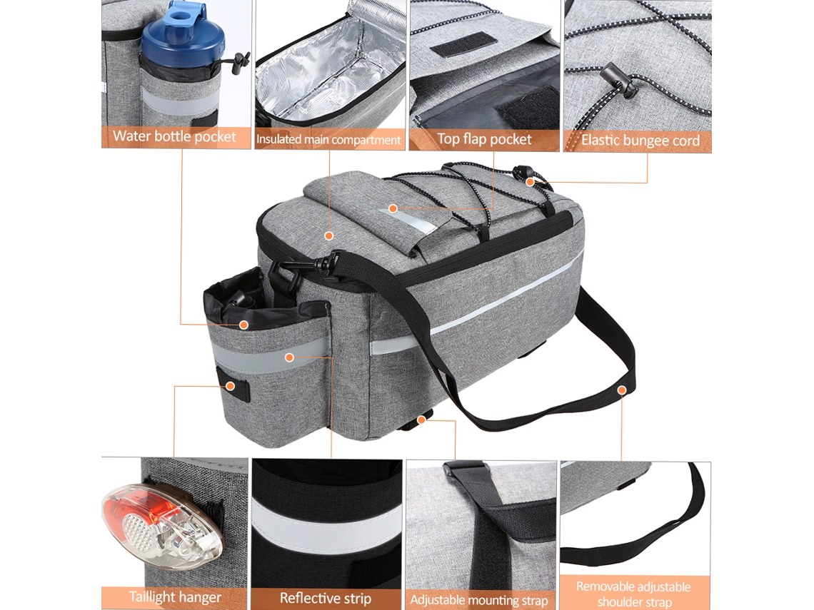 Bolsa De Maleta Aislada Para Bicicleta Con Portaequipajes Trasero Y Reflectante, Bolsa De Hombro Impermeable