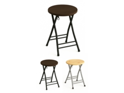 Taburete Plegable Metálico 30x45cm Con Reposapiés Y Anilla De Seguridad | Ideal Para Cocinas, Terrazas, Eventos Y Oficinas Negra / Nogal Unidad