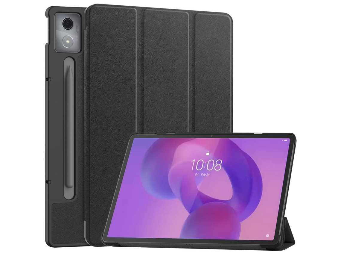 Funda Para Lenovo Idea Tab Pro Textura 3 Pliegues Soporte De Cuero Inteligente Para Tablet Zruxe (negra)