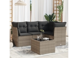 Conjunto de sofás de jardín de 5 piezas DKD Home Decor con cojines de mimbre gris
