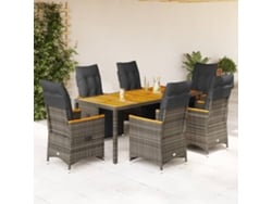 Conjunto de bistró de jardín de 7 piezas con cojines de mimbre gris DKD Home Decor