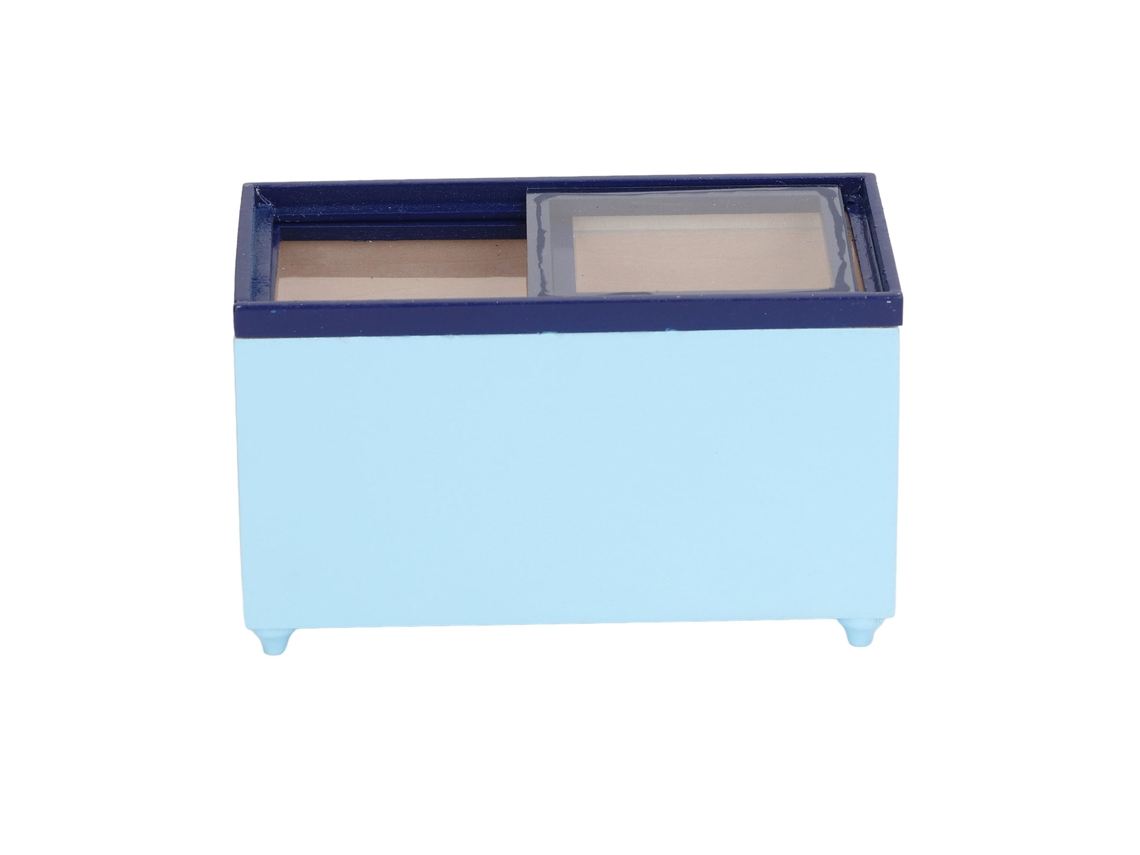 Mini Refrigerador Horizontal Para Casa De Muñecas, Escala 1:12, Madera De Abedul Azul.