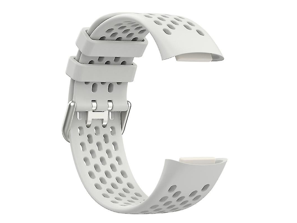 Correa deportiva de silicona blanca con diseño de luna para Fitbit Charge 5