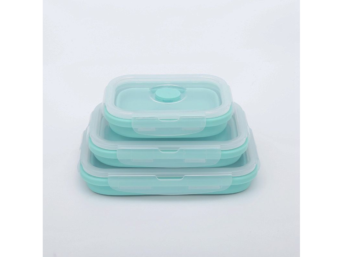 2026da-set De 2 Recipientes De Silicona Plegables Para Comida Con Tapa, 350ml+800ml, Apto Microondas Lavavajillas, Azul
