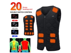 Preto 2xl Tengoo Hv-20 Colete Aquecido Elétrico Inteligente 20 Zonas Usb/dc Lavável Jaqueta Térmica Macia Inverno Externo