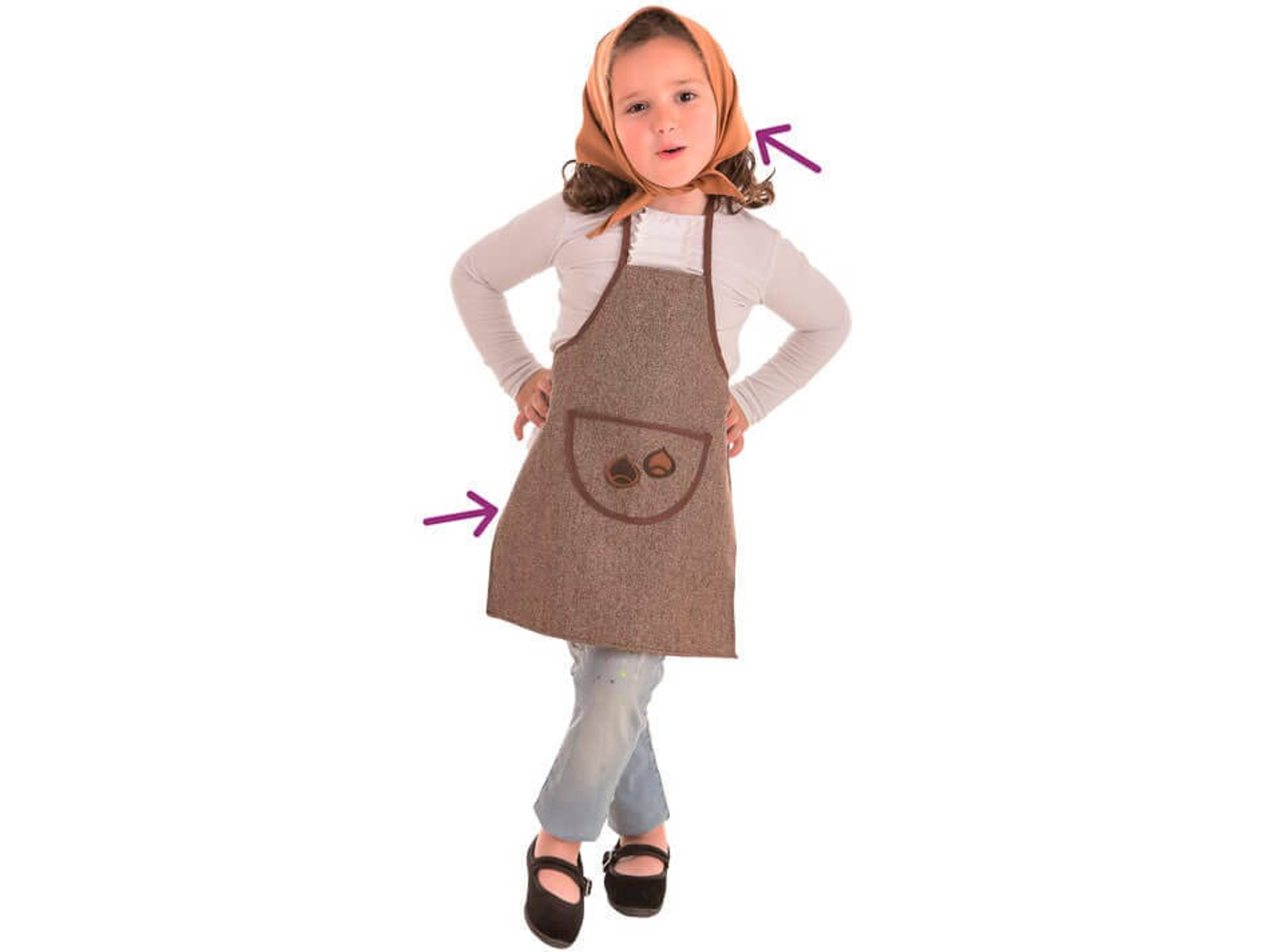 Disfraz de Niña DISFRAZZES Kit De Castañera Otoño: Delantal Y Pañuelo (Talla: 3 a 5 años)
