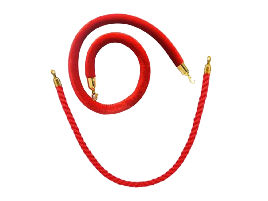 Conjunto De Cordón De Terciopelo Rojo Para Control De Multitudes En Eventos Prestigiosos, Con Ganchos Dorados.