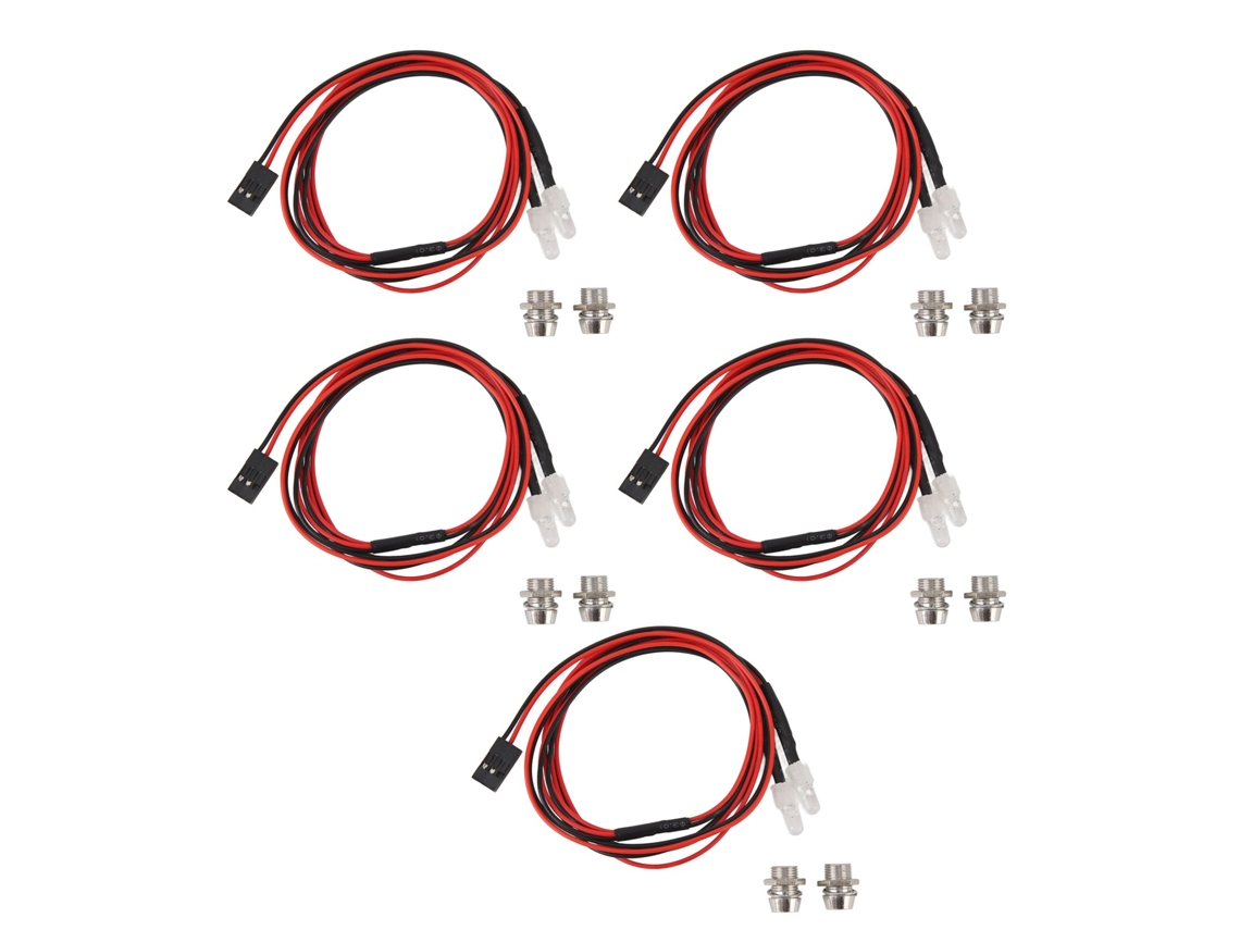 Kit De Luces Led Para Coche Rc, 2 Bombillas Rojas Brillantes, 5 Mm, Universal Para Traxxas Hsp Redcat
