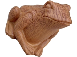 Figura De Rana De Resina Con Acabado De Vetas De Madera, Estatua De Rana Para Decoración De Jardín, Patio, Césped Y
