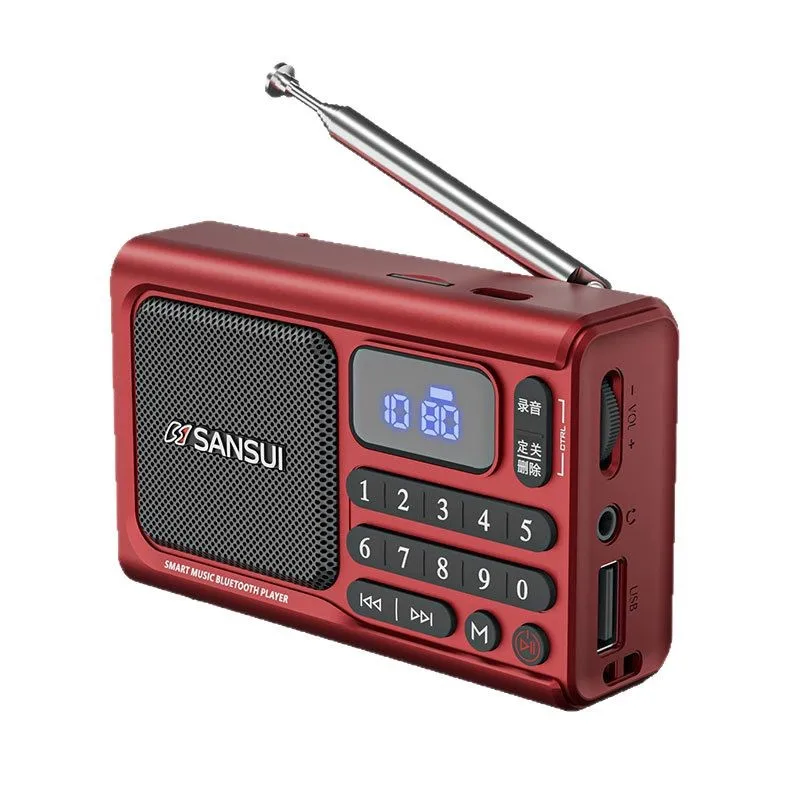 Altavoz Bluetooth (rojo), Radio Fm, Compatible Con Reproducción De Tarjeta Tf.