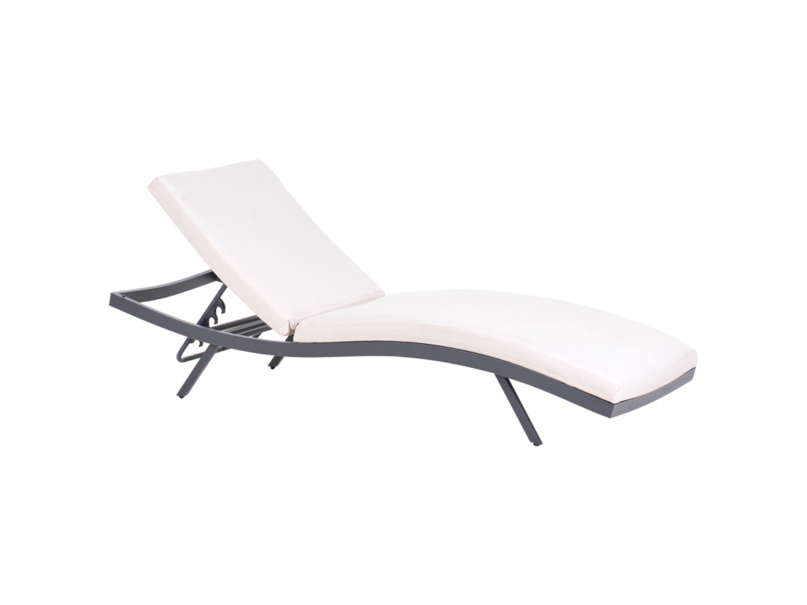 Sillón acolchado Beliani Amelia con respaldo ajustable, aluminio beige, 66 x 199 x 88 cm