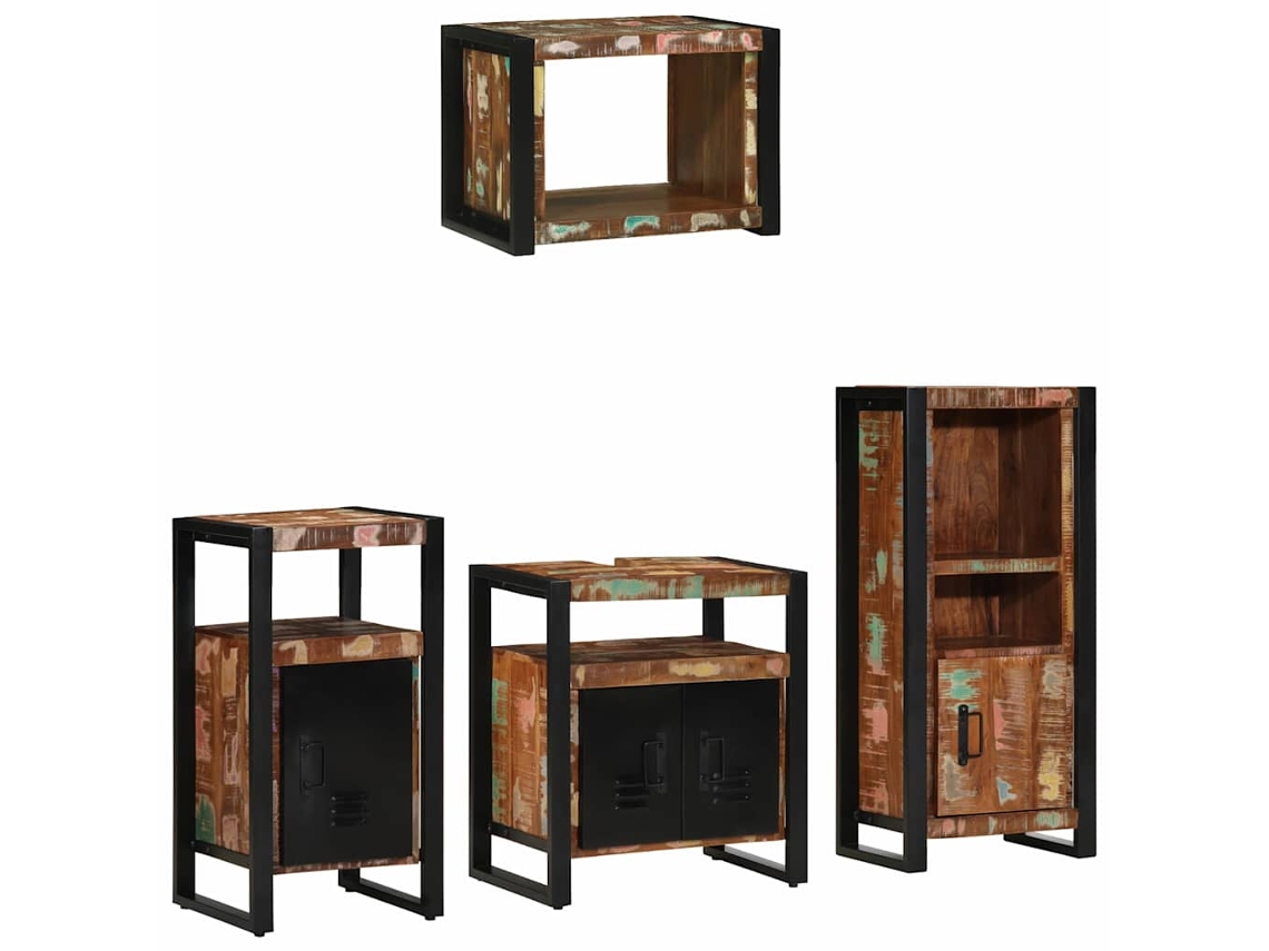 Maison Exclusive - Juego De Muebles De Baño 4 Pcs Madera Sólida Recuperada
