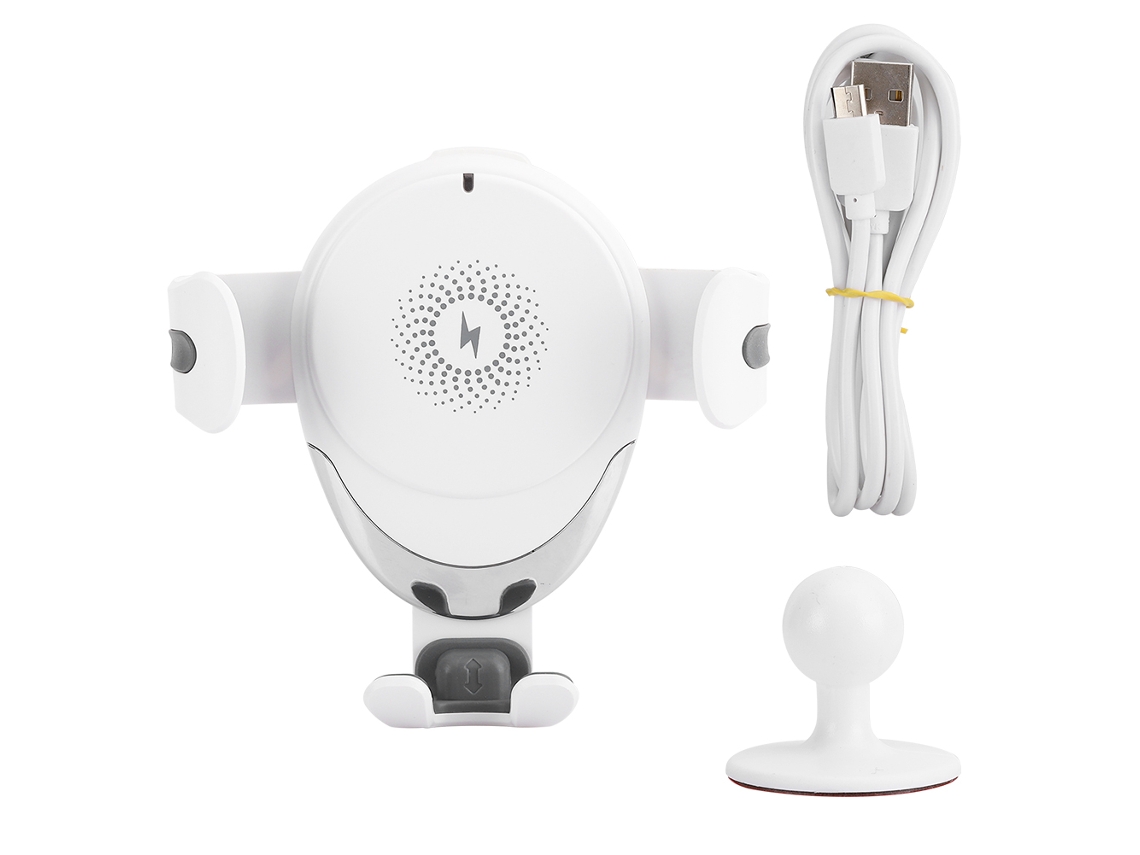 Cargador Inalámbrico Rápido De 10 W Con Soporte Para Coche Con Rotación De 360 Grados - Blanco