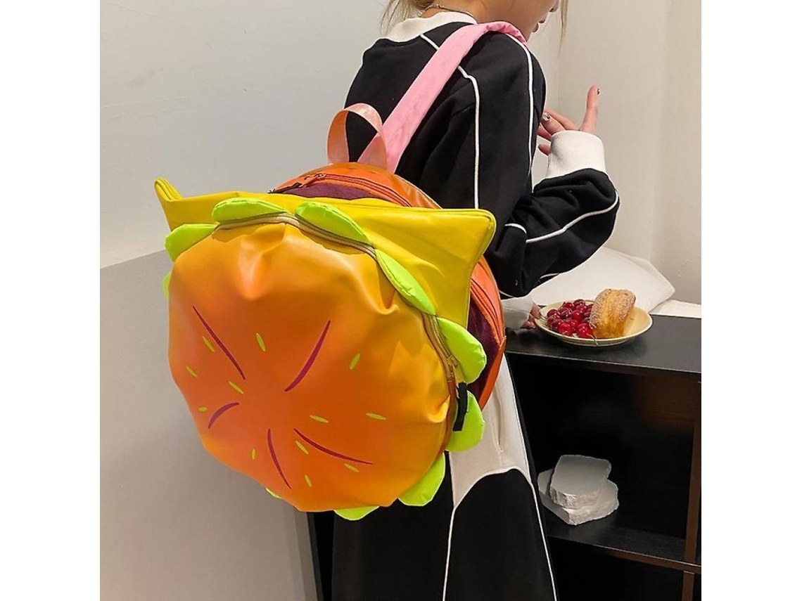 Mochila Con Diseño De Hamburguesa De Piel Sintética, Gran Capacidad, Para Adolescentes, Estudiantes Y Mujeres, Resistente Al Agua.