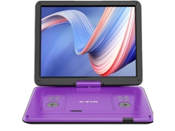 Reproductor de DVD portátil, pantalla HD de 15,6 pulgadas, hasta 6 horas de reproducción, compatible con múltiples formatos.