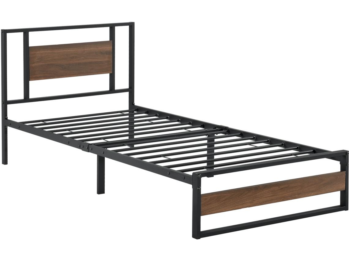 Cama Individual [ES.CASA] (209 x 94 x 88,5 cm - Acero - Negro)