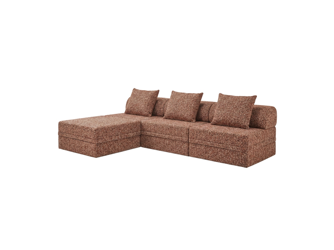 Sofá Modular 3+1+puff Convertible Tweed Terracota