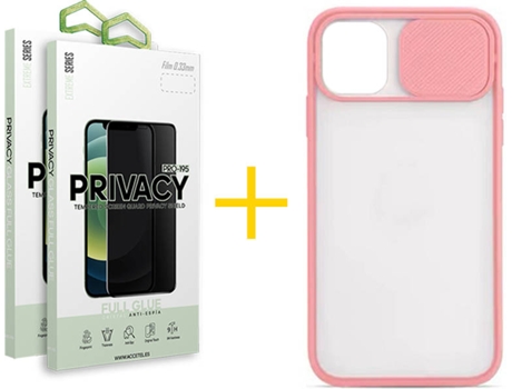 Carcasa + 2 Protectores de Pantalla para iPhone 11 Pro Max SKYHE Rosa Pastel