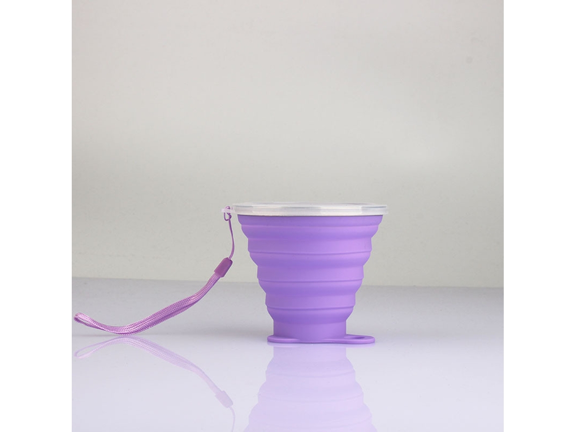 Botella de agua infantil plegable de silicona (morada), vaso telescópico, ecológico.
