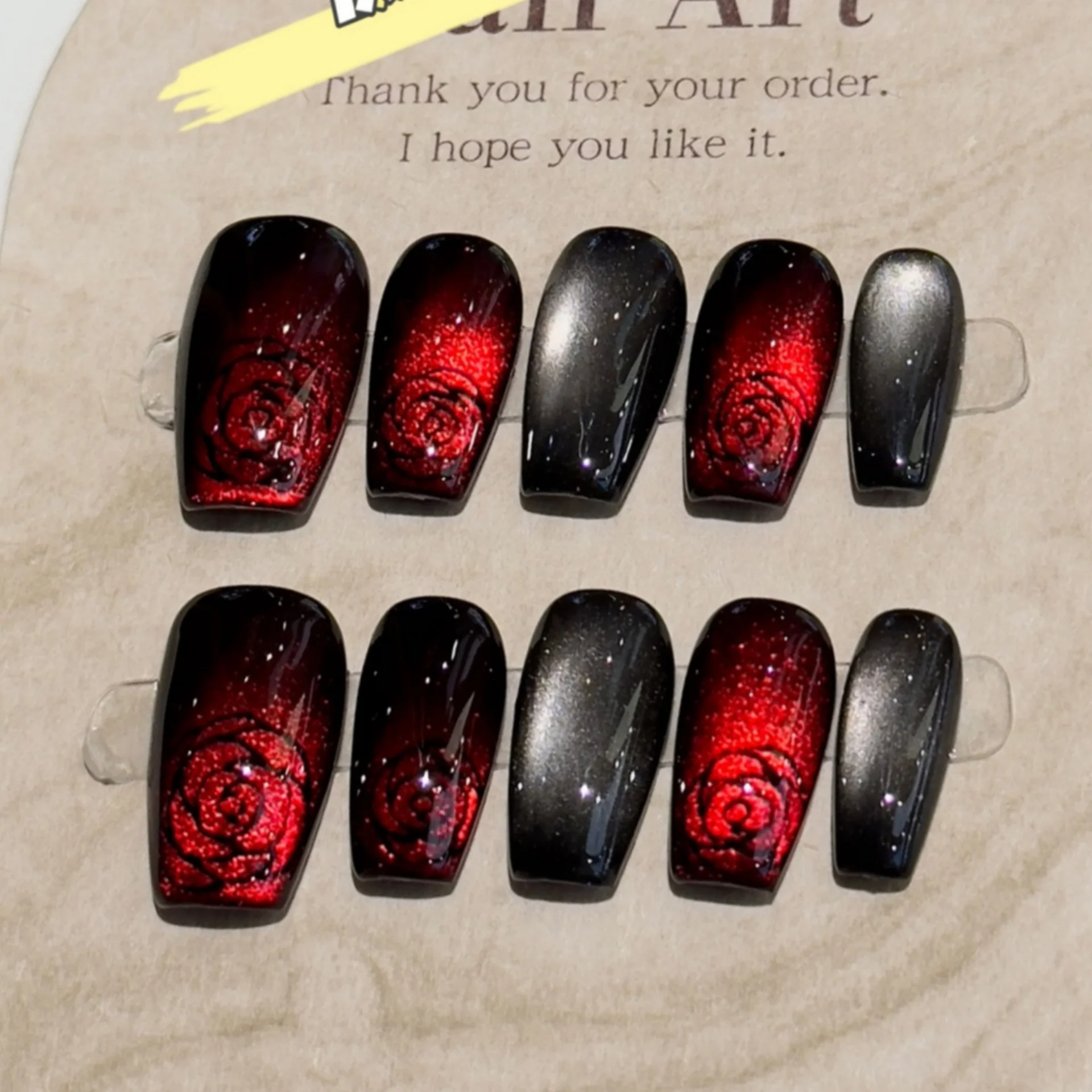 (c401-xs) Paquete De 10 Pegatinas De Uñas Postizas Hechas A Mano Con Efecto Ojo De Gato, Para Decoración De Uñas.