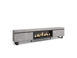 Mueble TV, Televisión, 267x35x57cm, Para TV Gran Formato, Chimenea Eléctrica Xxl, Diseño Industrial, Cemento