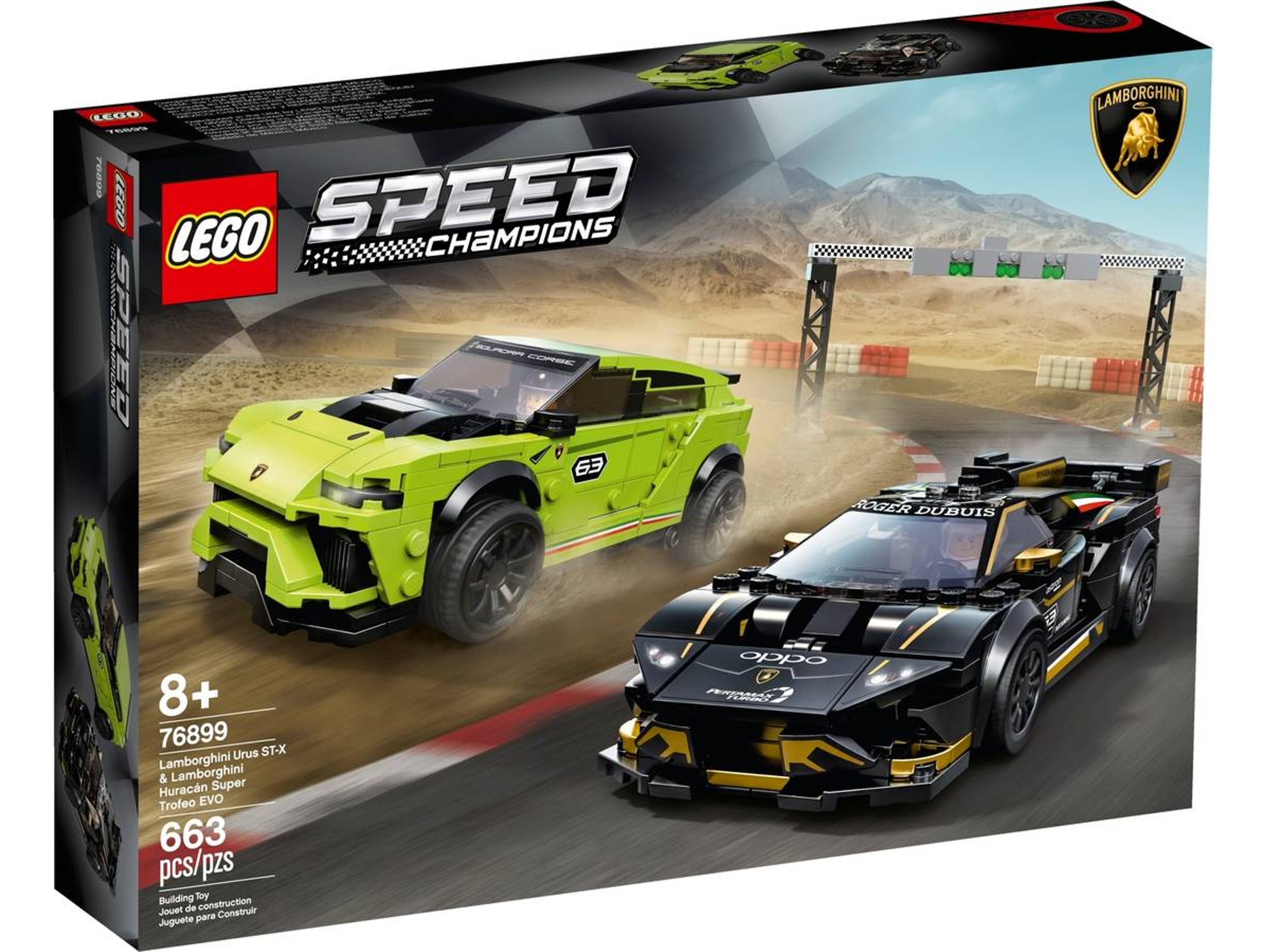 LEGO Speed Champions: Lamborghini Urus ST-X &amp; Lamborghini Huracán Super Trofeo EVO - 76899 (Idade mínima: 8 - 663 Peças)