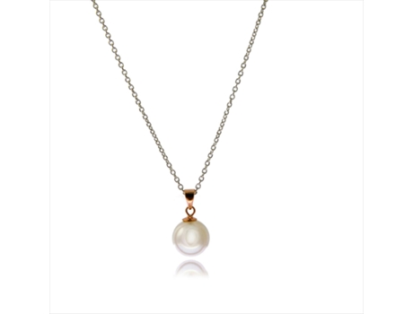Collar, geel de plata de ley 925 y perla blanca con acabado baño oro rosa 18K