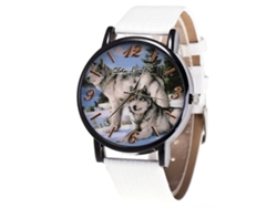 Reloj De Pulsera De Cuarzo Para Hombre Con Correa De Cuero Sintético Impermeable (blanco)