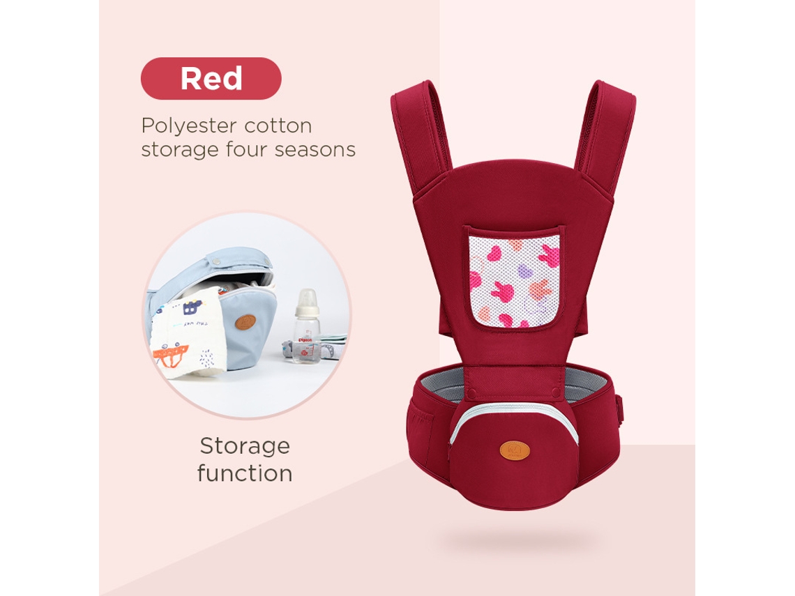 Portabebés tipo bandolera horizontal multifuncional con soporte de almacenamiento, color rojo HEXINYIGJLY (7-45 lbs)