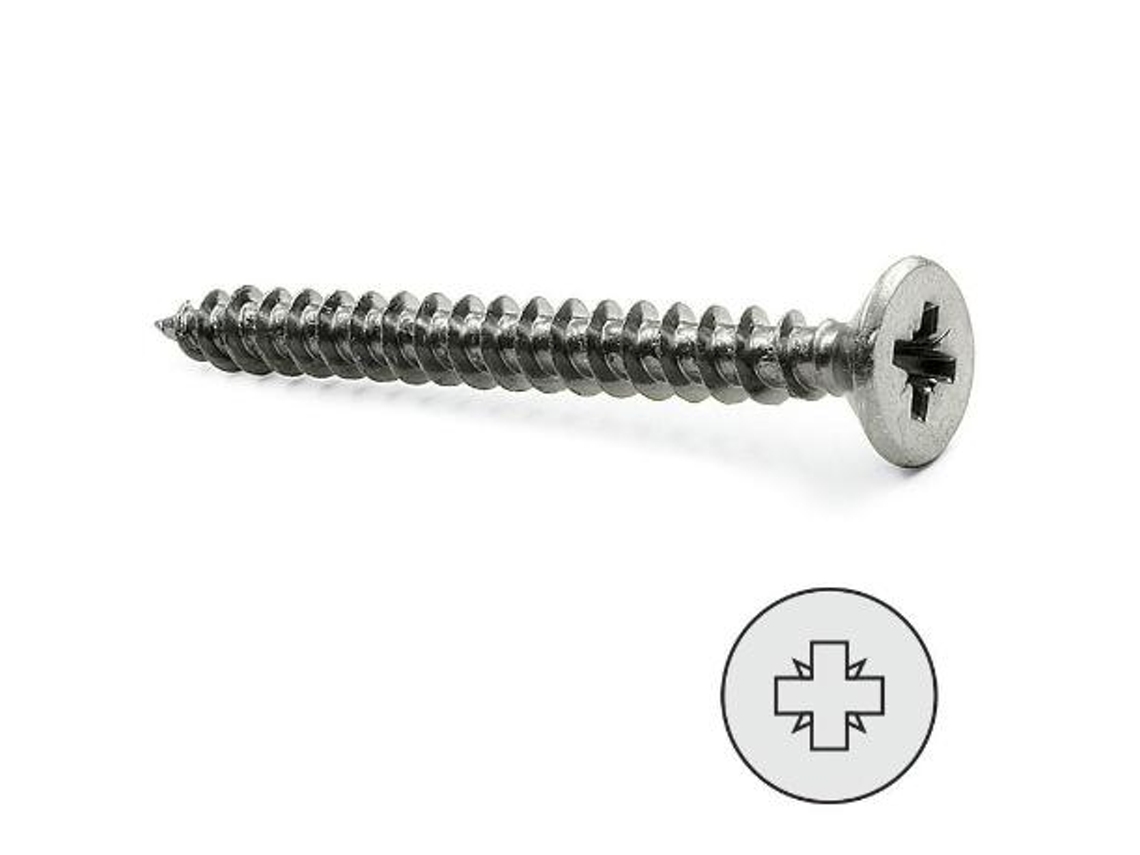 Tornillo rosca madera cabeza plana pozidriv inoxidable din 7505-a largo 50nm diámetro 4mm