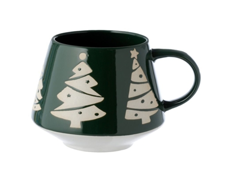 Taza de gres con relieve de árbol de Navidad sobre fondo esmaltado PUCKATOR