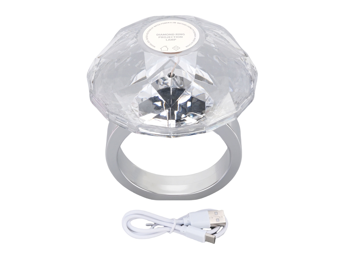 Luz De Proyección Led Con Forma De Anillo De Diamante, Luz Nocturna Ajustable De Cristal Para Fiestas Y Decoración.