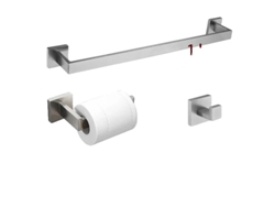 Accesorios de baño, acabado en acero cepillado, acero inoxidable SUS304, juego de 3 piezas de 600 mm y 1 barra, OEM
