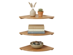 Relaxdays - Estante De Canto, 3×18×18 Cm, Nogueira, Sala, Decoração, Carga 5 Kg, Suspensa, Natural