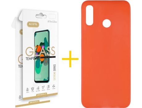 Kit Funda + Protector de Pantalla Huawei P Smart 2019 ACCETEL Liso 4 Rojo