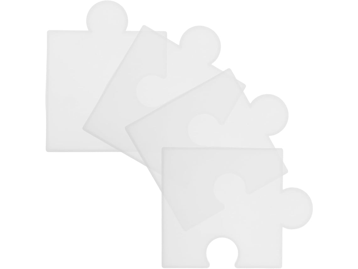 Conjunto De 4 Moldes De Silicone Brancos Para Porta-copos Em Formato De Quebra-cabeça, Tamanhos Uniformes.