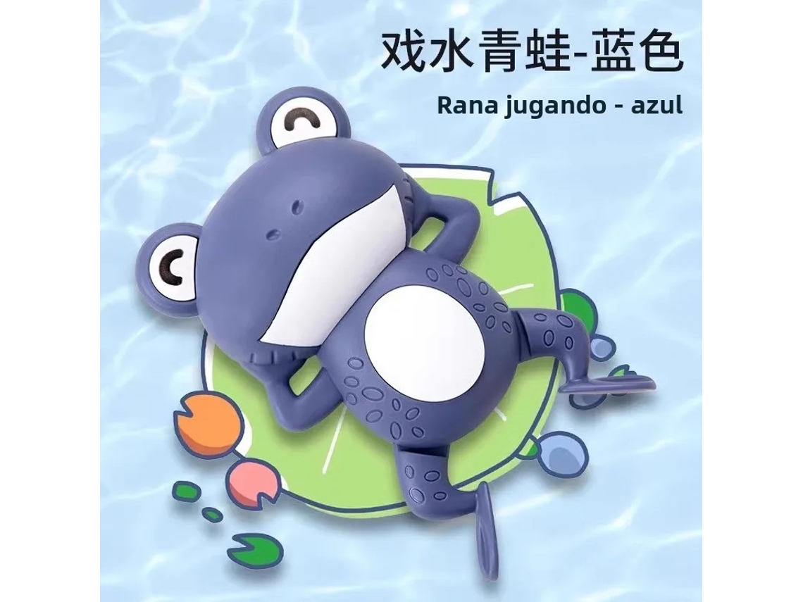 Rana nadadora azul, juguete de baño de cuerda (azul)